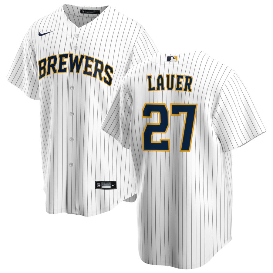 Nike Men #27 Eric Lauer Milwaukee Brewers Baseball Jerseys Sale-White